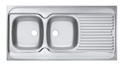 EVIER A POSER LAVELLI 120X60CM 2 CUVES 1 EG. INOX TOILE