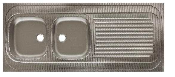 EVIER A POSER LAVELLI 140X60CM 2 CUVES 1 EG. INOX TOILE