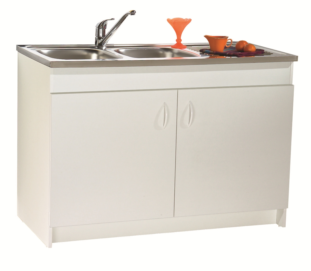 MEUBLE SOUS EVIER 80X60CM SIM'NF BLANC 2 PORTES