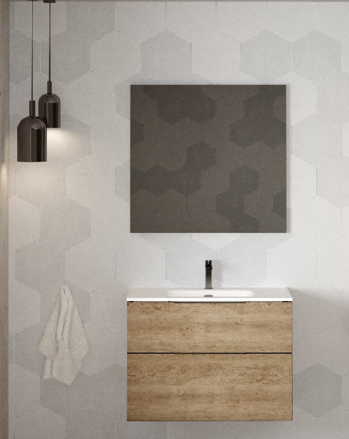 MEUBLE SUSPENDU GALSAKY 100CM FACADE 2T CHENE NATUREL