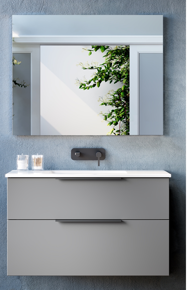 MEUBLE SUSPENDU GALSAKY 100CM FACADE 2T GRIS MAT