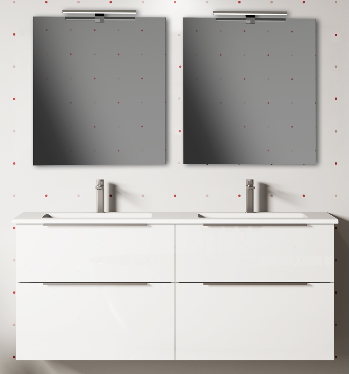 MEUBLE SUSPENDU GALSAKY 140CM FACADE 4T BLANC