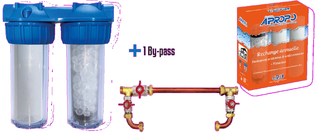 PACK FILTRE DUPLEX BY-PASS ANTITARTRE+CORROSION + FILTRE