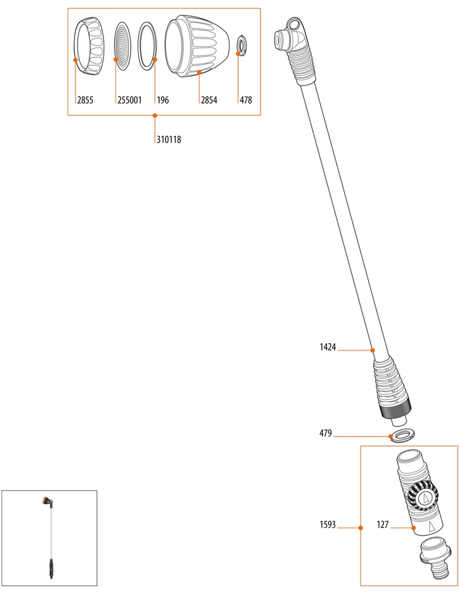 POMME D'ARROSAGE A MANCHE JET REGLABLE CLABER