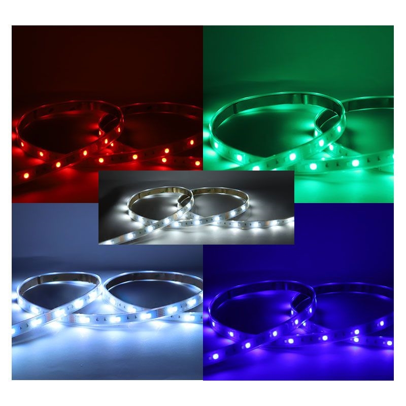 BANDEAU RGB + BLC 5M 60LED ET 9W/M IP67 24V TUBE SILICONE