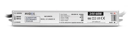ALIM 24V DC LUMINEUX 60W IP67 5ANS