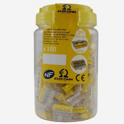 POT DE 100 CONNECTEURS JAUNE