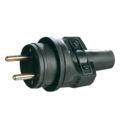 FICHE CAOUTCHOUC NOIR 2P+T 16A