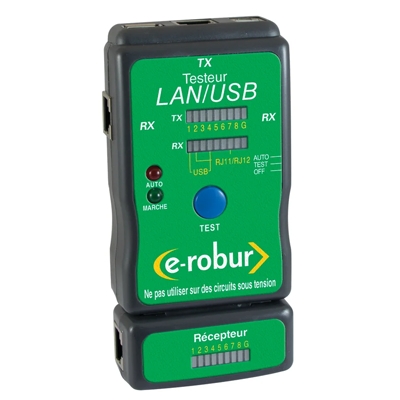 TESTEUR DE CÂBLES ETHERNET, TÉLÉPHONE, USB. TEST CONTINUITÉ
