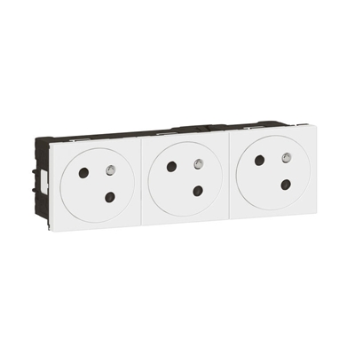 TRIPLE PRISE DE COURANT 2P+T SURFACE MOSAIC LINK RACC LATERAL 6 MOD - BLANC