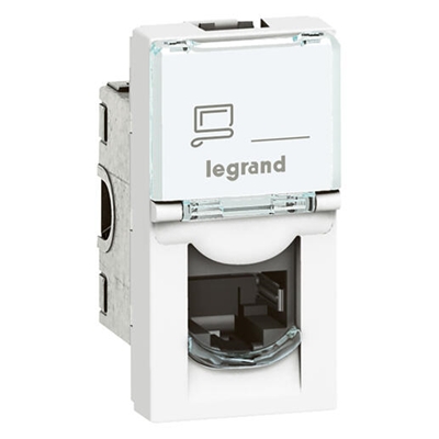 PRISE RJ45 CATEGORIE6A STP A BLINDAGE METAL MOSAIC 1 MODULE - BLANC