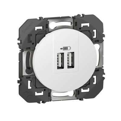 DOUBLE CHARGEUR USB TYPE-A DOOXIE 2,4A FINITION BLANC