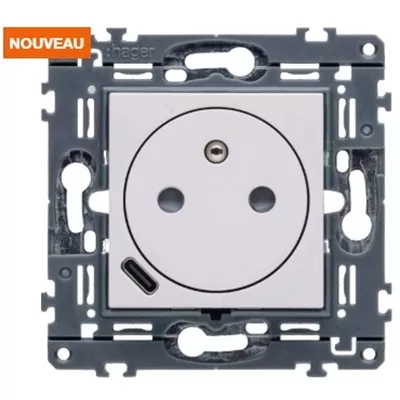 PRISE DE COURANT AFFLEURANTE + USB-C - BLANC GALLERY