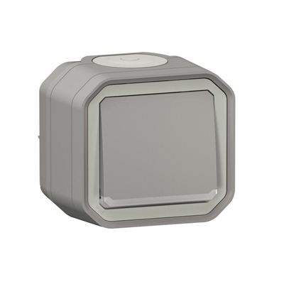 INTERRUPTEUR OU VA-ET-VIENT LUMINEUX 10AX 250V PLEXO COMPLET SAILLIE GRIS