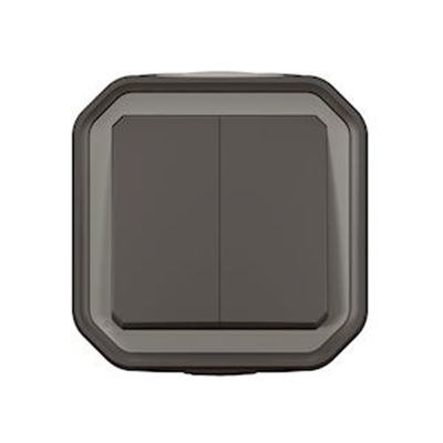 COMMANDE DOUBLE INTERRUPTEUR OU POUSSOIR PLEXO COMPLET SAILLIE ANTHRACITE