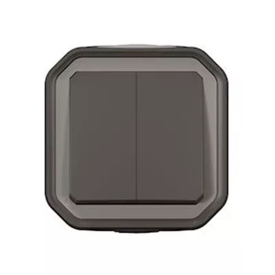 COMMANDE DOUBLE INTERRUPTEUR OU POUSSOIR PLEXO COMPLET SAILLIE ANTHRACITE
