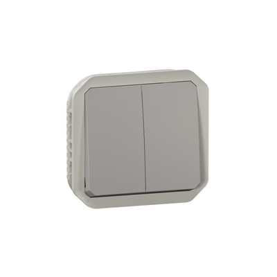 COMMANDE DOUBLE INTERRUPTEUR OU POUSSOIR PLEXO COMPOSABLE GRIS