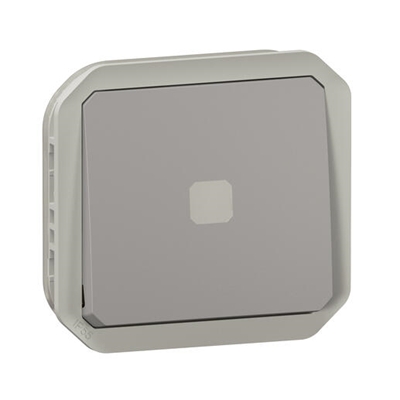 INTERRUPTEUR TEMPORISE LUMINEUX PLEXO COMPOSABLE GRIS