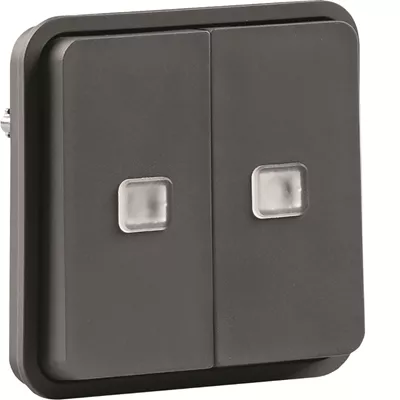 CUBYKO DOUBLE POUSSOIR LUMINEUX ASSOCIABLE GRIS IP55