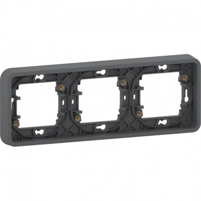 CADRE 3 POSTES HORIZONTAUX GRIS ANTRACITE ENCASTRE MUREVA STYL