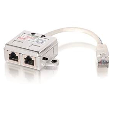 DOUBLEUR ETHERNET BLINDE RJ45 FTP + CORDON 15CM  PAIR