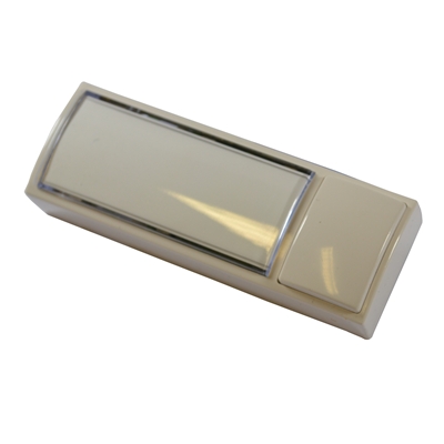 BOUTON POUSSOIR LUMINEUX +PORTE ÉTIQUETTE BLANC