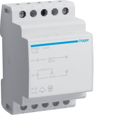 TRANSFORMATEUR DE SONNERIE 230V/ 8-12V 4VA