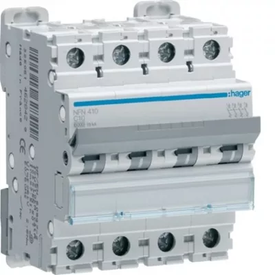 DISJONCTEUR 6/10KA COURBE C 4PP TETRAPOLAIRE 10A