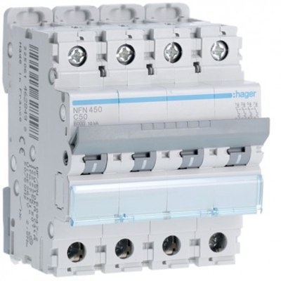 DISJONCTEUR 6/10KA COURBE C 4PP TETRAPOLAIRE 50A