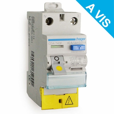 INTER DIFFERENTIEL 2P 40A 30MA TYPE A BORNES DECALEES