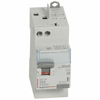 INTERRUPTEUR DIFFERENTIEL DX³-ID HAUT VIS/HAUT AUTO 2P 230V~ 25A AC 30MA - 2 MOD