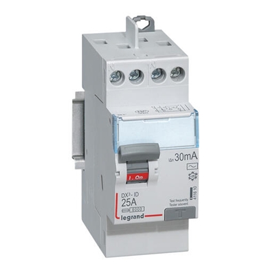 INTERRUPTEUR DIFFERENTIEL DX³-ID HAUT/HAUT VIS - 2P 230V~ 25A TYPEAC 30MA -2 MOD