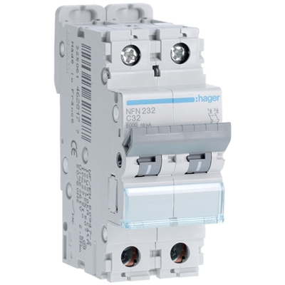 DISJONCTEUR 2P 6-10KA COURBE C - 32A 2 MODULES