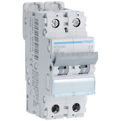 DISJONCTEUR 2P 6-10KA COURBE C - 40A 2 MODULES