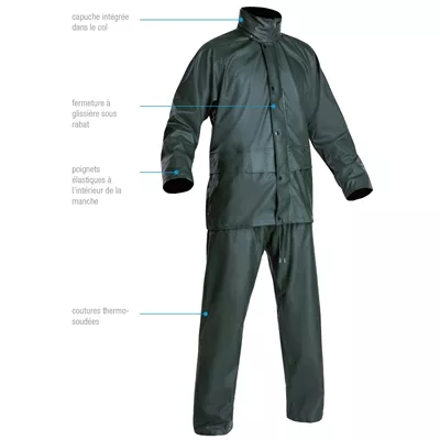 ENSEMBLE POLYUTRETHANE VERT VESTE ET PANTALON