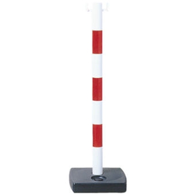 POTEAU BICOLORE SUPPORT DE CHAINE PIED CAOUTCHOUC HT 90CM