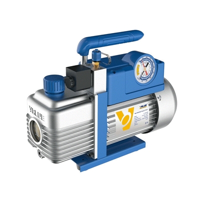 POMPE A VIDE R32 2 ETAGES 100L/MIN AVEC VACUOMETRE ET ELECTROVANNE INTEGRE