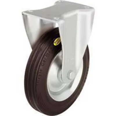 ROUE FIXE ROUE CAOUTCHOUC NOIR / MONTURE À PLATINE ZINGUÉE