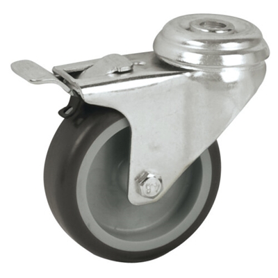 ROULETTE NOVOPLEX Ø75 OEIL 10 A BLOQUAGE  CAOUTCHOUC GRIS CHARGE 40KG
