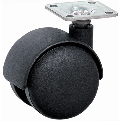 ROULETTE JUMELEX 42 PLATINE 38X38 PLASTIQUE NOIR