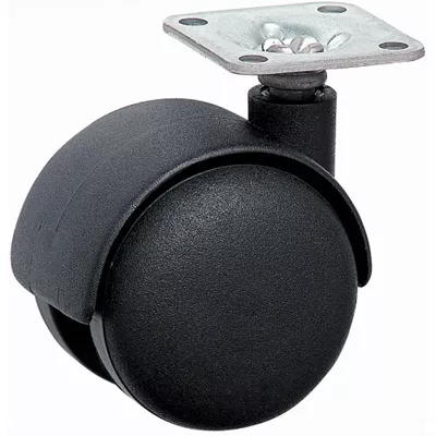 ROULETTE JUMELEX 42 PLATINE 38X38 PLASTIQUE NOIR