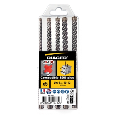 COFFRET DE 5 FORETS BETON SDS-PLUS 4G4