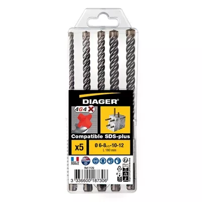 COFFRET DE 5 FORETS BETON SDS-PLUS 4G4