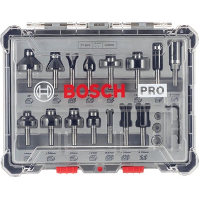 COFFRET DE 15 FRAISES CARBURE QUEUE Ø8 BOSCH 2607017472