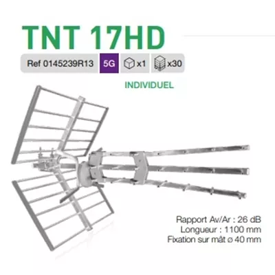 ANTENNE TERRESTRE TNT 17UHD - FILTRE 5G LTE - 17DB MAX