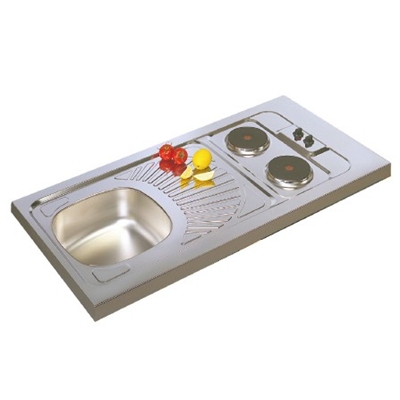 EVIER INOX 120X60CM A POSER AVEC PLAQUES ELECTRIQUES INTEGREE