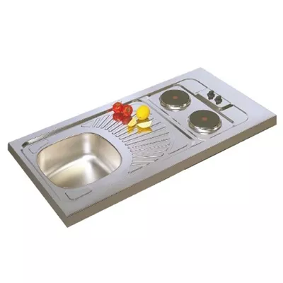 EVIER INOX 120X60CM A POSER AVEC PLAQUES ELECTRIQUES INTEGREE