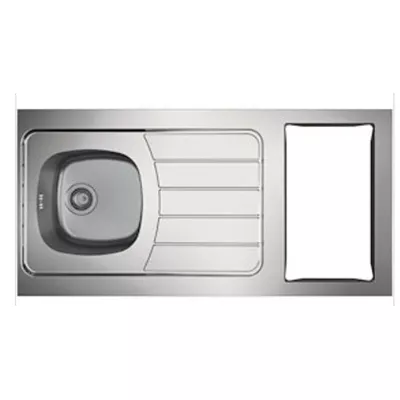 EVIER CUISINETTE ISEO 1 CUVE 1200 MM, INOX 18/10 LISSE, VIDAGE MANUEL INCLUS