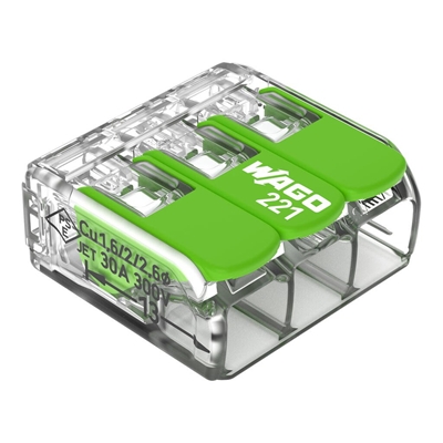 GREEN BTE DE 30  BORNES DE CONNEXION 3X6MM2 RIGIDE/ SOUPLE