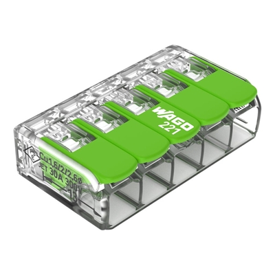 GREEN BTE DE 15  BORNES DE CONNEXION 5X6MM2 RIGIDE/ SOUPLE